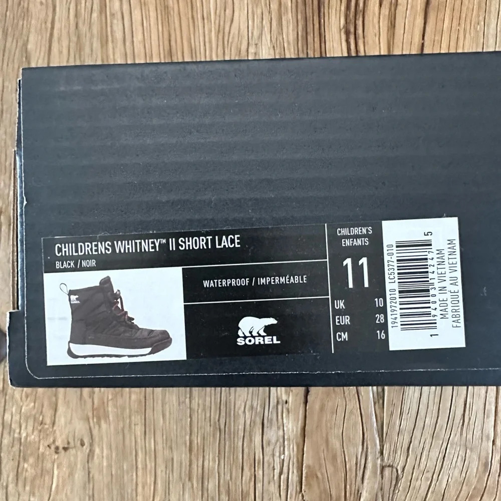 Sorel Kids Black Snow Boots with Red Laces